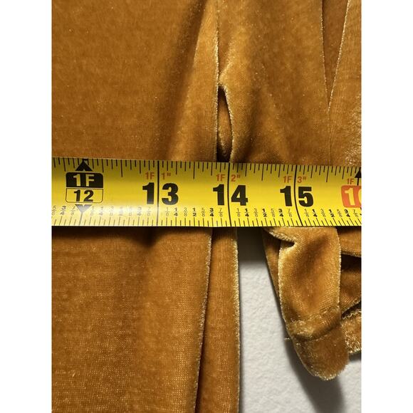 Shein Women’s Large Gold Velvet Bodycon Midi Dress Short Sleeve Stretch Back Zip - Picture 6 of 8